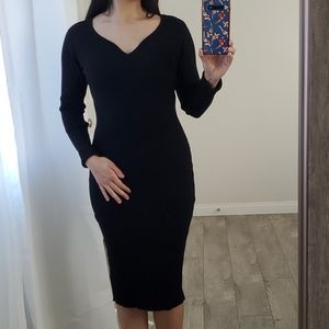 Black bodycon sweater dress